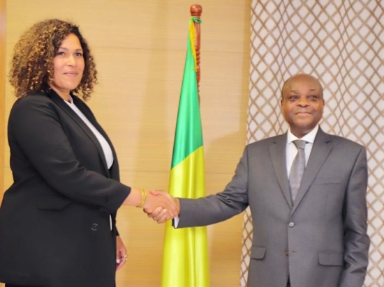 Audience au cabinet du Président de la Cour constitutionnelle: Le Pr Dorothé SOSSA reçoit la nouvelle ambassadrice du Bénin en France.